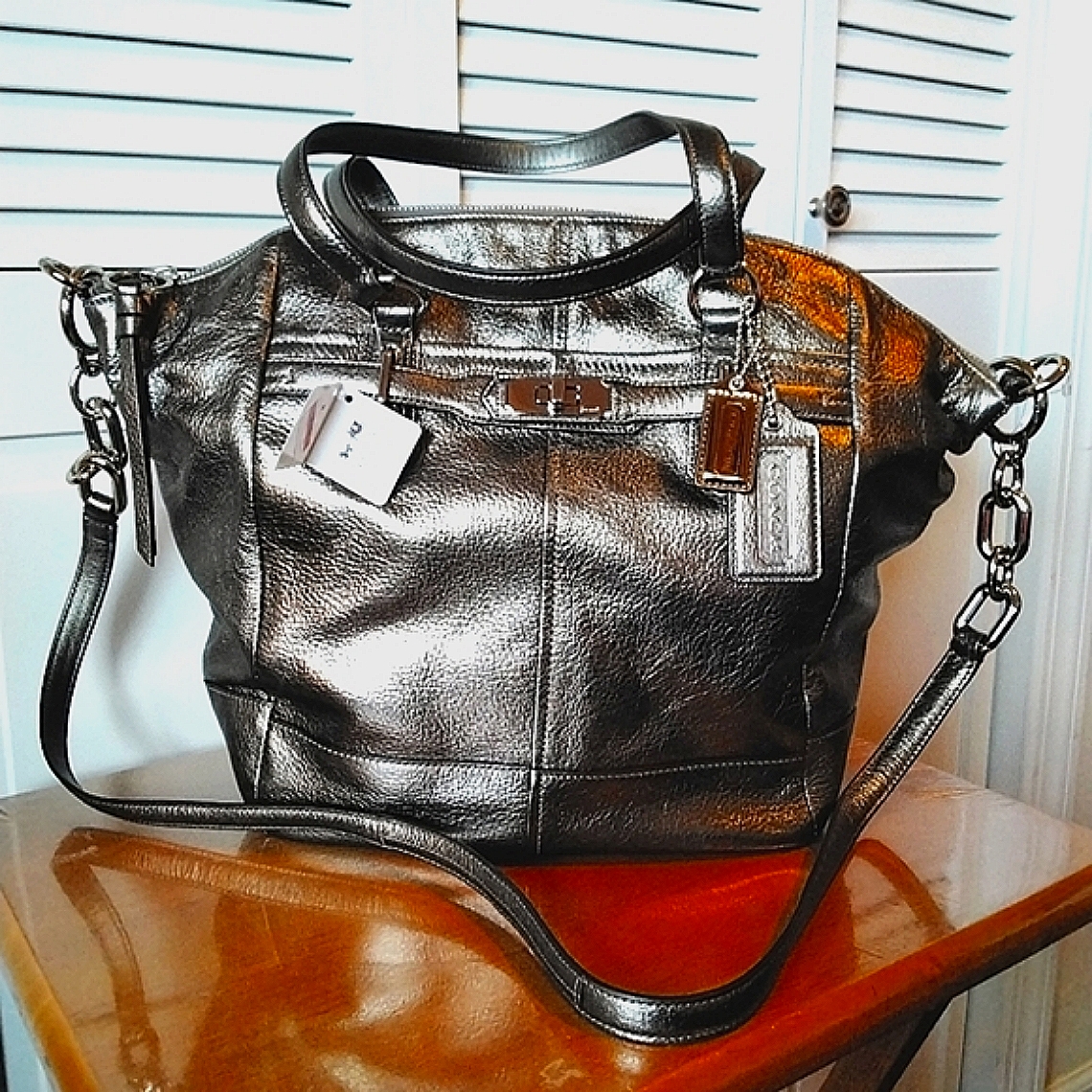 Coach Tote Bag With Strap Brand New With Tags, Gun Metal Silver